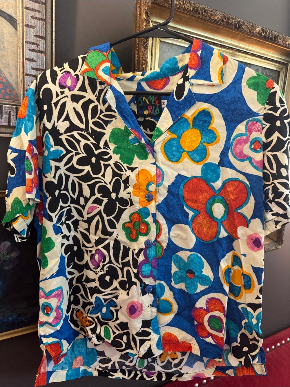 Jams World Blue Multicolor Floral Casual Button-Down Shirt